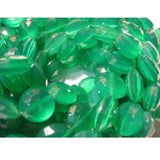 10-12mm Green Onyx Faceted Coins, Green Onyx Coin Beads, Emerald Green Color