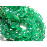 10-12mm Green Onyx Faceted Coins, Green Onyx Coin Beads, Emerald Green Color