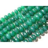 8mm Green Onyx Faceted Rondelle Beads, Natural Green Onyx Faceted Beads, Green