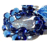 11x11 mm Royal Blue Hydro Quartz Micro Faceted Heart Briolette, Blue Hydro Beads