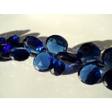 11x11 mm Royal Blue Hydro Quartz Micro Faceted Heart Briolette, Blue Hydro Beads