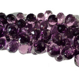 8x12 mm Amethyst Colored Micro Faceted Tear Drop, Purple Grape Crystal Quartz