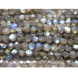 5mm Labradorite Faceted Coin Beads, Natural Labradorite Straight Drill Faceted