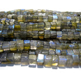 5 mm Labradorite Plain Box Beads, Natural Labradorite Cube Beads, Labradorite