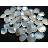 17-20mm Gray Chalcedony Rose Cut Cabochons, Gray Rose Cut Flat Faceted Cabochons