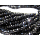 3mm Black Spinel Gem Stone Bead, Black Spinel Micro Faceted Coated Rondelle Bead