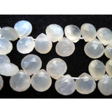 10 mm White Moonstone Faceted Heart Beads, White Moonstone Gemstone, White