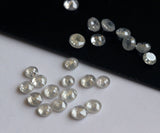 Clear White Rose Cut Diamond Cabochons, 2.3-2.7mm Round Flat Back Diamond for Jewelry (1Pcs To 2Pcs) - PDD320