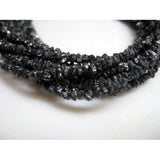 3-4mm Black Rough Diamond Uncut Beads For Jewelry (4IN To 16IN Options)