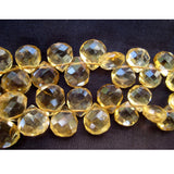 6 mm-9 mm Citrine Faceted Heart Briolettes, Citrine Heart Bead, Natural Citrine