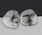 7mm Salt And Pepper Faceted Slices, 2 Pcs Matched Pair Diamond Polki For Jewelry