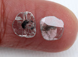 7mm Salt And Pepper Faceted Slices, 2 Pcs Matched Pair Diamond Polki For Jewelry