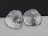 7mm Salt And Pepper Faceted Slices, 2 Pcs Matched Pair Diamond Polki For Jewelry