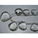 12-25 mm Crystal Quartz Faceted Heart Gemstones, Crystal Faceted Briolettes