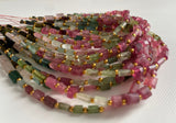 4-6mm Rare Multi Tourmaline Faceted Long Box Fancy Sticks For Jewelry 5 INCHES