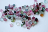 3.5-5.5mm Multi Tourmaline Smooth Square Cabochons, Natural Plain Flat Back