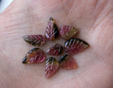 9-11mm Bio Tourmaline Leaf Shape Hand Carved Cabochons Rare Natural Watermelon