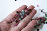 3.5-5.5mm Multi Tourmaline Smooth Square Cabochons, Natural Plain Flat Back