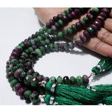 9mm Ruby Zoisite Faceted Rondelle Beads, Ruby Zoisite beads, Red Green Gemstone