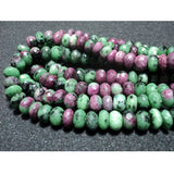 9mm Ruby Zoisite Faceted Rondelle Beads, Ruby Zoisite beads, Red Green Gemstone