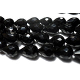 6x8 mm Black Spinel Straight Drilled Briolettes, Black Spinel Tear Drop, 9 In