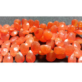 8x10 mm Carnelian Faceted Pear For Jewelry, Carnelian Briolettes, Juicy Orange