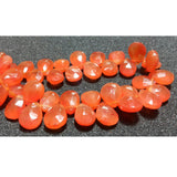 8x10 mm Carnelian Faceted Pear For Jewelry, Carnelian Briolettes, Juicy Orange