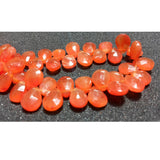 8x10 mm Carnelian Faceted Pear For Jewelry, Carnelian Briolettes, Juicy Orange