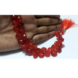 9-10 mm Carnelian Faceted Hearts For Jewelry, Carnelian Heart Briolettes, Juicy