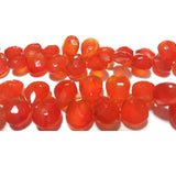 8x10 mm Carnelian Faceted Pear For Jewelry, Carnelian Briolettes, Juicy Orange