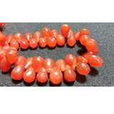 7x9 mm Carnelian Faceted Tear Drops For Jewelry, Carnelian Briolettes, Juicy