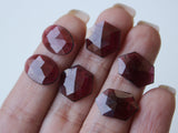 Garnet Matching Pair, Natural Garnet Faceted Rose Cut Slice Pair Oval/Hexagon