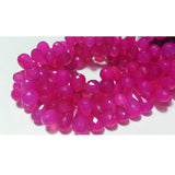 5x7 mm To 7x9 mm Hot Pink Chalcedony Faceted Tear Drop Beads, Pink Chalcedony