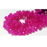 5x7 mm To 7x9 mm Hot Pink Chalcedony Faceted Tear Drop Beads, Pink Chalcedony