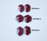 Garnet Matching Pair, Natural Garnet Faceted Rose Cut Slice Pair Oval/Hexagon