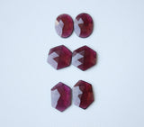 Garnet Matching Pair, Natural Garnet Faceted Rose Cut Slice Pair Oval/Hexagon