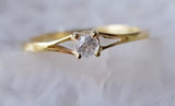 Rose Cut Diamond Ring in 925 Silver with Gold Polish Solid Stackable Ring