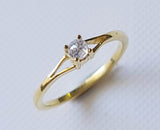 Rose Cut Diamond Ring in 925 Silver with Gold Polish Solid Stackable Ring