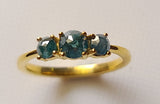 Rose Cut Diamond Ring in 925 Silver with Gold Polish Blue Stackable Ring