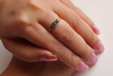 Rose Cut Diamond Ring in 925 Silver with Gold Polish Blue Stackable Ring