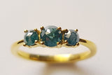 Rose Cut Diamond Ring in 925 Silver with Gold Polish Blue Stackable Ring