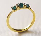 Rose Cut Diamond Ring in 925 Silver with Gold Polish Blue Stackable Ring