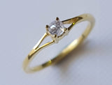 Rose Cut Diamond Ring in 925 Silver with Gold Polish Solid Stackable Ring