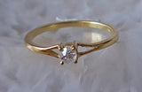 Rose Cut Diamond Ring in 925 Silver with Gold Polish Solid Stackable Ring