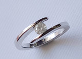 Solitaire Diamond Ring in 925 Silver White Solitaire Engagement Ring