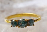 Rose Cut Diamond Ring in 925 Silver with Gold Polish Blue Stackable Ring