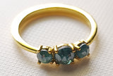 Rose Cut Diamond Ring in 925 Silver with Gold Polish Blue Stackable Ring