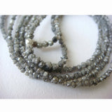 1.5mm To 3mm Grey Raw Diamond Conflict Free Beads (4IN To 16IN Options)