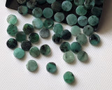 Natural Loose Emerald Plain Smooth Round Flat Back Cabochons 6mm Emerald, 10 Pcs