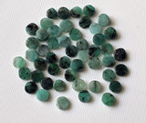 Natural Loose Emerald Plain Smooth Round Flat Back Cabochons 6mm Emerald, 10 Pcs